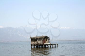 Royalty Free Photo of a Fisherman's House on Dojran Lake in Macedonia