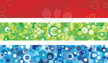Red, green and blue banners with circles for your web site