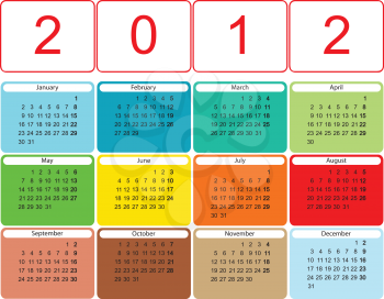 Modern colorful calendar for 2012