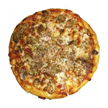 Itallian pizza capricciosa - isolated on white background