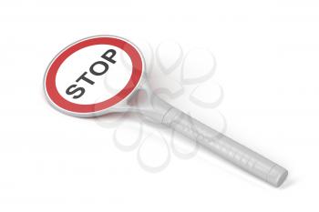 Royalty Free Clipart Image of a Stop Sign on the Ground