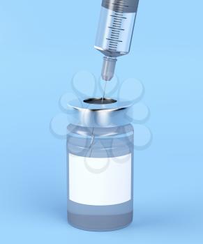 Close-up image of medical vial and syringe 