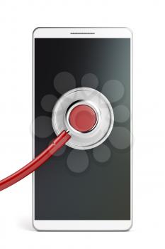 Diagnosing the problem on the smartphone with stethoscope