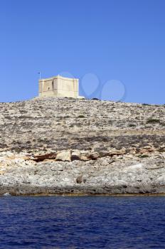 Saint Mary tower is a watchtower on the island of Comino in Malta