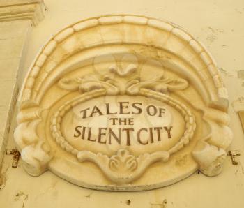 Tales of the silent city, stone signboard in Mdina, Malta