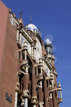 Details of the Palace of Catalan Music building in Barcelona, Spain