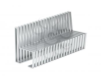Modern designed metal bench on white background