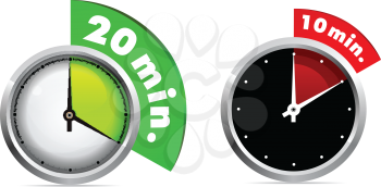 Royalty Free Clipart Image of 20 and 10 Minute Timers