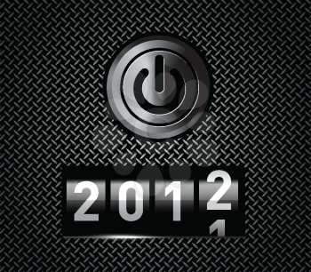Royalty Free Clipart Image of a 2012 Background With a Power Button