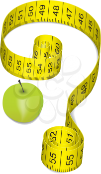 Royalty Free Clipart Image of a Tape Measure and Apple