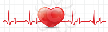 Royalty Free Clipart Image of a Heart and Heartbeat