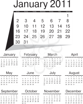 Royalty Free Clipart Image of a January 2011 Calendar