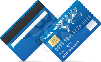 Royalty Free Clipart Image of Credit Cards Front and Back