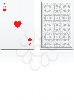 Royalty Free Clipart Image of an Ace of Hearts and a Quilted Pattern