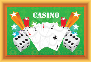 Royalty Free Clipart Image of Casino Elements in a Frame