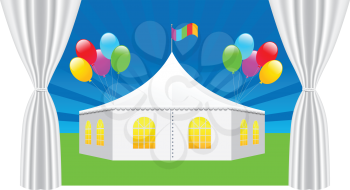 Royalty Free Clipart Image of a Big Tent With Balloons