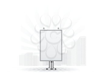 Royalty Free Clipart Image of a Blank Advertising Billboard in the City