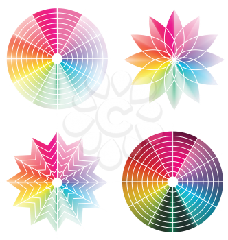 Royalty Free Clipart Image of Colour Wheels and Flowers