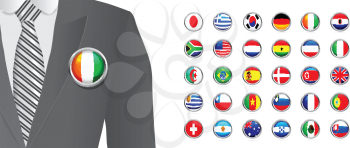 Royalty Free Clipart Image of a Suit With Flags