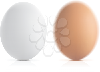 Royalty Free Clipart Image of a Brown and a White Egg