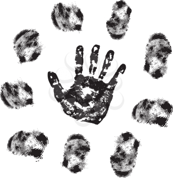 Royalty Free Clipart Image of Hand and Finger Prints