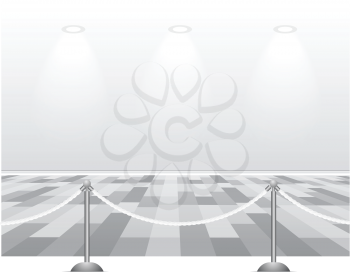 Royalty Free Clipart Image of an Empty Lit Area Behind a Barrier