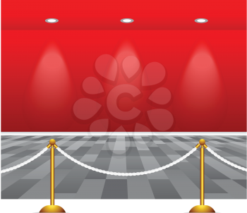 Royalty Free Clipart Image of a Spotlit Area Behind a Barrier