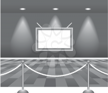 Royalty Free Clipart Image of a Gallery With an Empty Frame