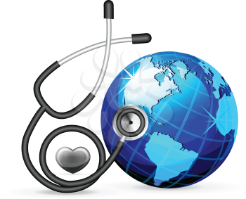 Royalty Free Clipart Image of a Stethoscope and Blue Globe