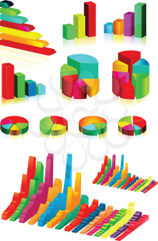 Royalty Free Clipart Image of a Set of Bars and Graphs