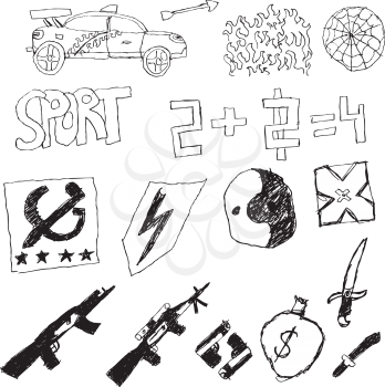 Royalty Free Clipart Image of Childish Drawings