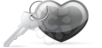 Royalty Free Clipart Image of a Heart With a Key