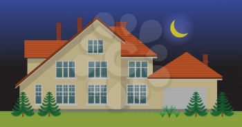 Royalty Free Clipart Image of a House at Night
