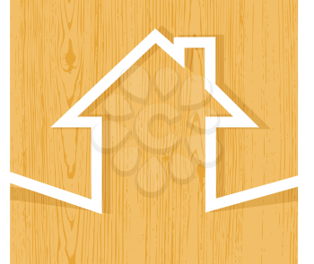 Royalty Free Clipart Image of a House on Wood