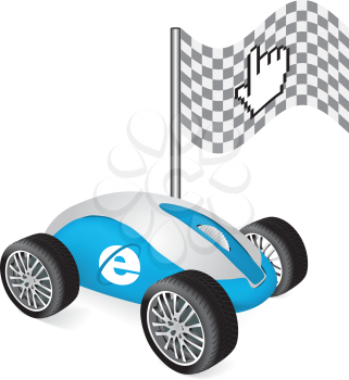 Royalty Free Clipart Image of a Computer Mouse Race Car