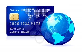Royalty Free Clipart Image of a Credit Card and Globe