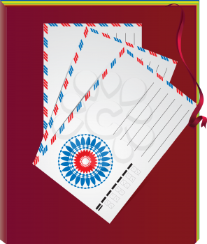 Royalty Free Clipart Image of a Notebook and Envelopes