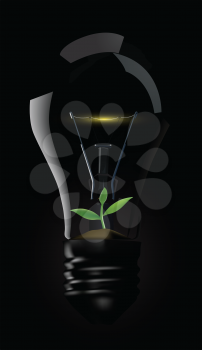 Royalty Free Clipart Image of a Light Bulb With a Plant in Soil