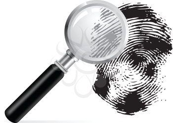 Royalty Free Clipart Image of a Magnifying Glass and Fingerprint