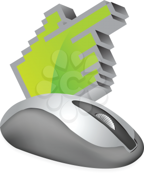 Royalty Free Clipart Image of a Computer Mouse and Hand