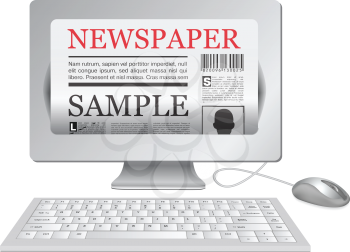 Royalty Free Clipart Image of an Online Newspaper