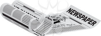 Royalty Free Clipart Image of a Newspaper Page Rolled Into a Heart