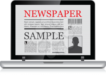 Royalty Free Clipart Image of an Online Newspaper