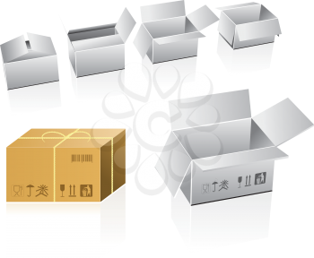 Royalty Free Clipart Image of Cardboard Boxes