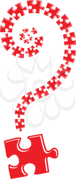 Royalty Free Clipart Image of a Question Mark and Puzzle