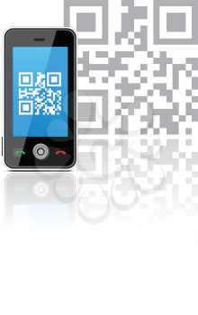 Royalty Free Clipart Image of a Cell Phone With QR Code
