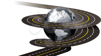 Royalty Free Clipart Image of a Road Around a Globe