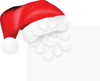 Royalty Free Clipart Image of a Santa Hat on a Blank Card