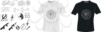 Royalty Free Clipart Image of T-Shirts and Design Elements