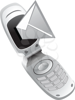 Royalty Free Clipart Image of a Cellphone and Envelope